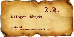 Klinger Mátyás névjegykártya