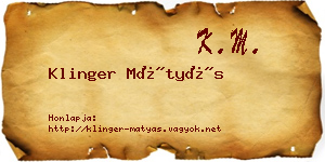 Klinger Mátyás névjegykártya